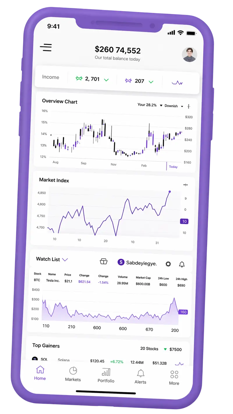 Épargniture — plateforme de trading sur mobile